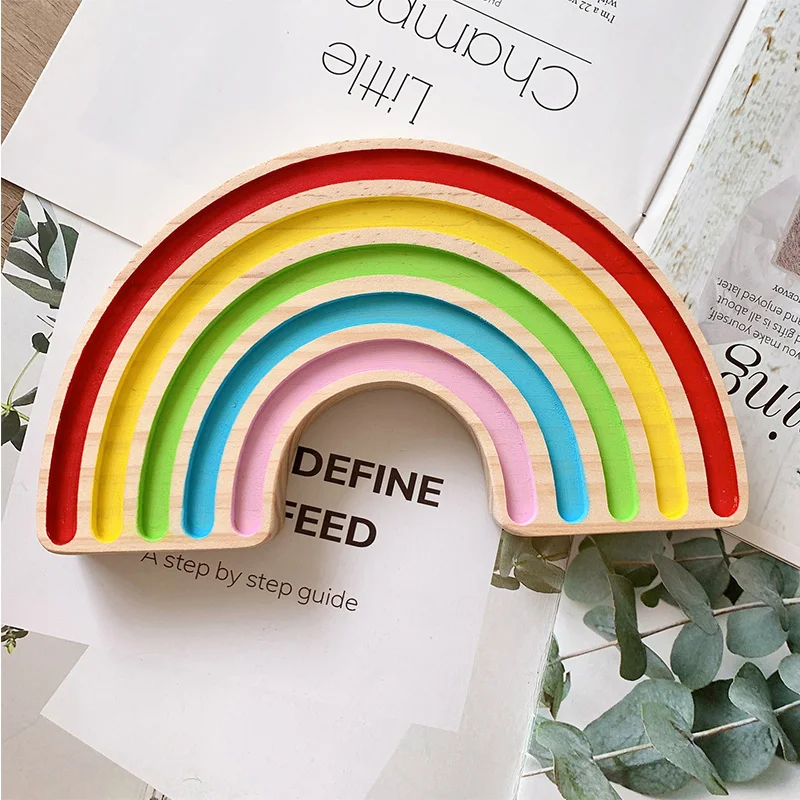 Rainbow Blocks Ornaments Kids Children Room Decoration Wooden Toys Baby Gift Nordic Nursery Decor Photography Props Scandinavian