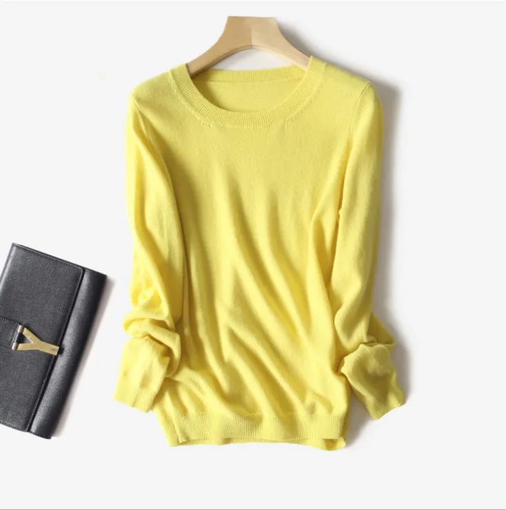 Tailor Shop Custom Made Cashmere Sweater Women Round Neck Long Sleeve Pure Cashmere Sweater Slim Bottoming Shirt