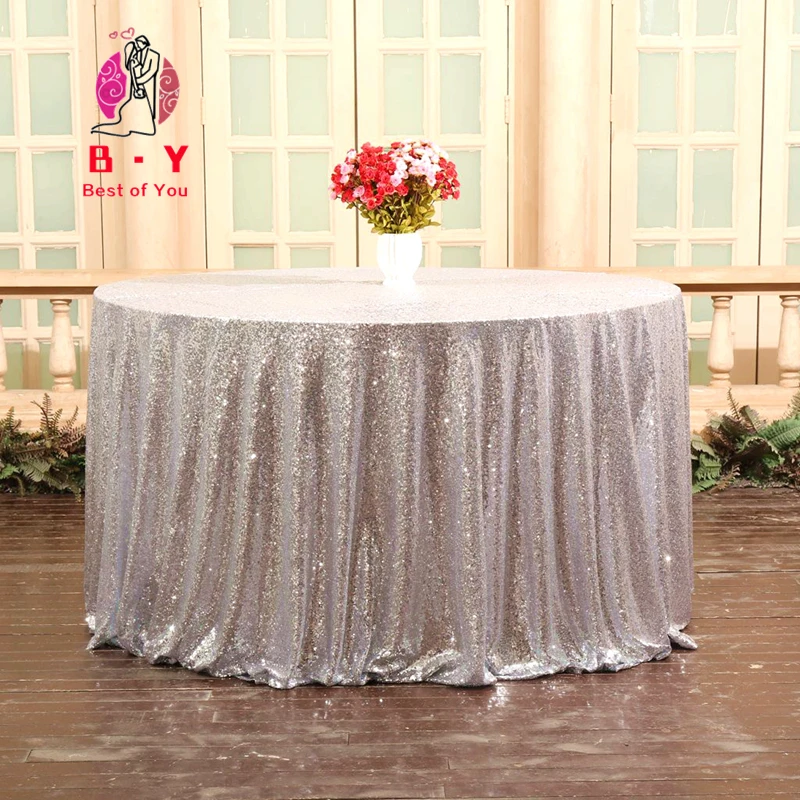 B·Y Sequin Round Tablecloth Pink Gold Sequin tablecloth on the table decoration for dinner party Wedding birthday tablecloth-530 images - 6