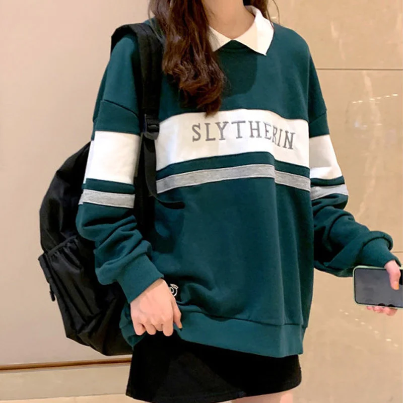 

Women's Sweatshirt Lead Harajuku Polo Top Couple Pullover 2021 Spring and Autumn New Korean College Style Loose Top