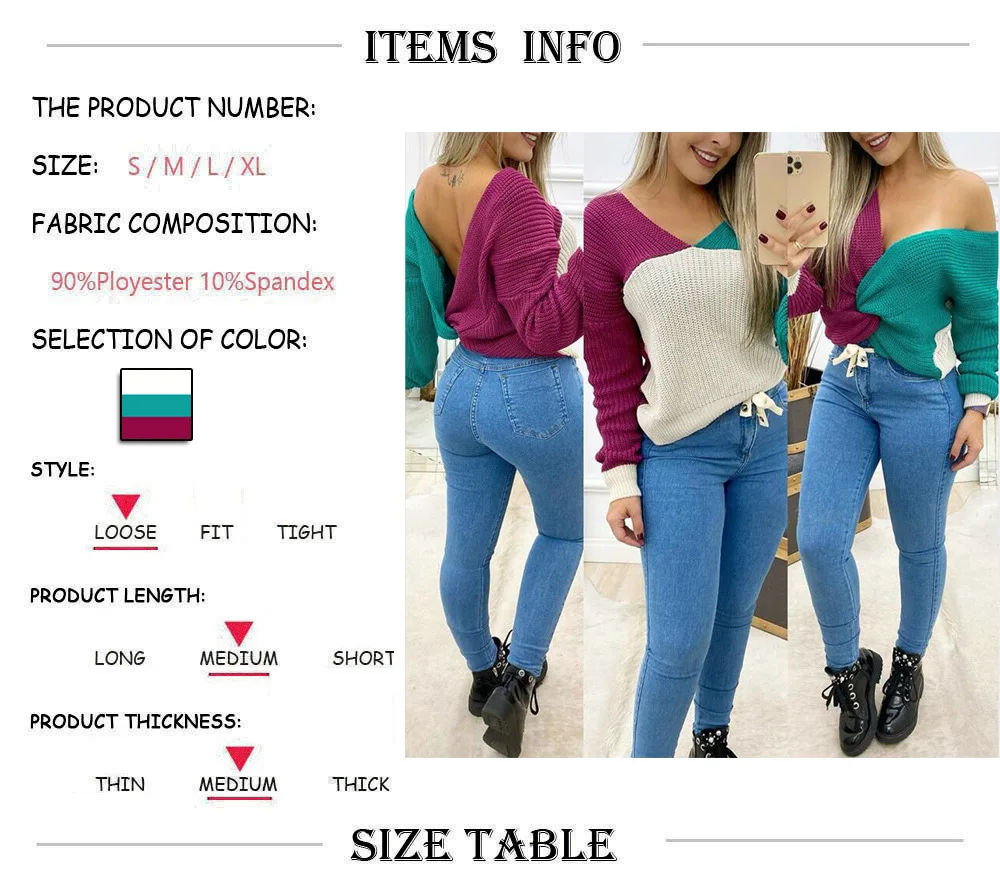 Модный двухсторонний свитер с вышивкой женский сексуальный пуловер V-образным