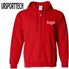 URSPORTTECH индивидуальный ваш собственный кардиган с логотипом, мужские толстовки с капюшоном, Мужская теплая Повседневная Толстовка с карманом, мужские спортивные толстовки, мужская спортивная одежда