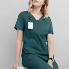 Одежда для операционной с коротким рукавом для мытья рук женская рубашка короткая футболка комбинезон медицинский Халат для медсестры