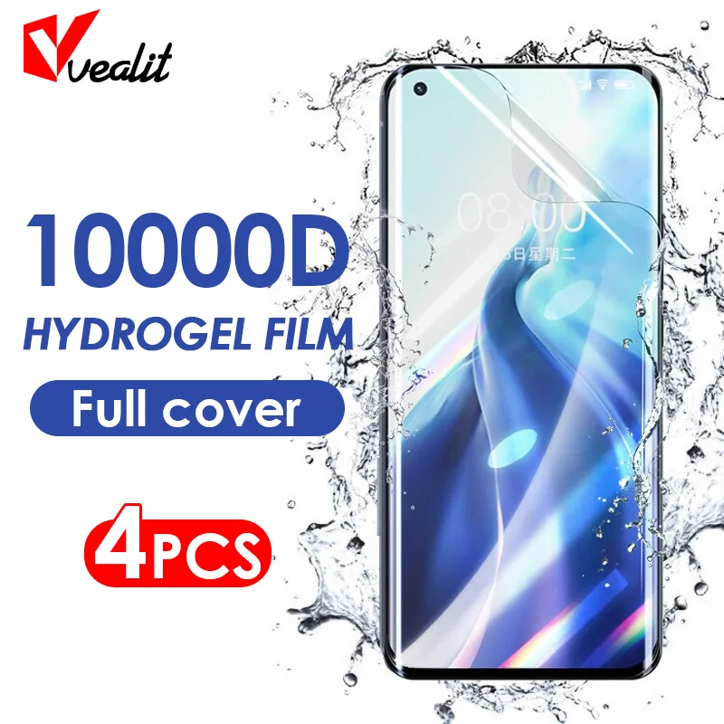 

4Pcs Full Cover Hydrogel Film for Xiaomi 11 10 Ultra 11X 10t Poco X3 F3 M3 F2 Pro Screen Protector Redmi Note 10 9 8 Pro Max
