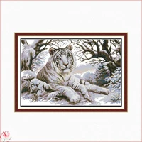 tigers in the snow winter scenery chinese cross stitch kits ecological cotton stamped 11ct 14ct diy christmas gifts for home