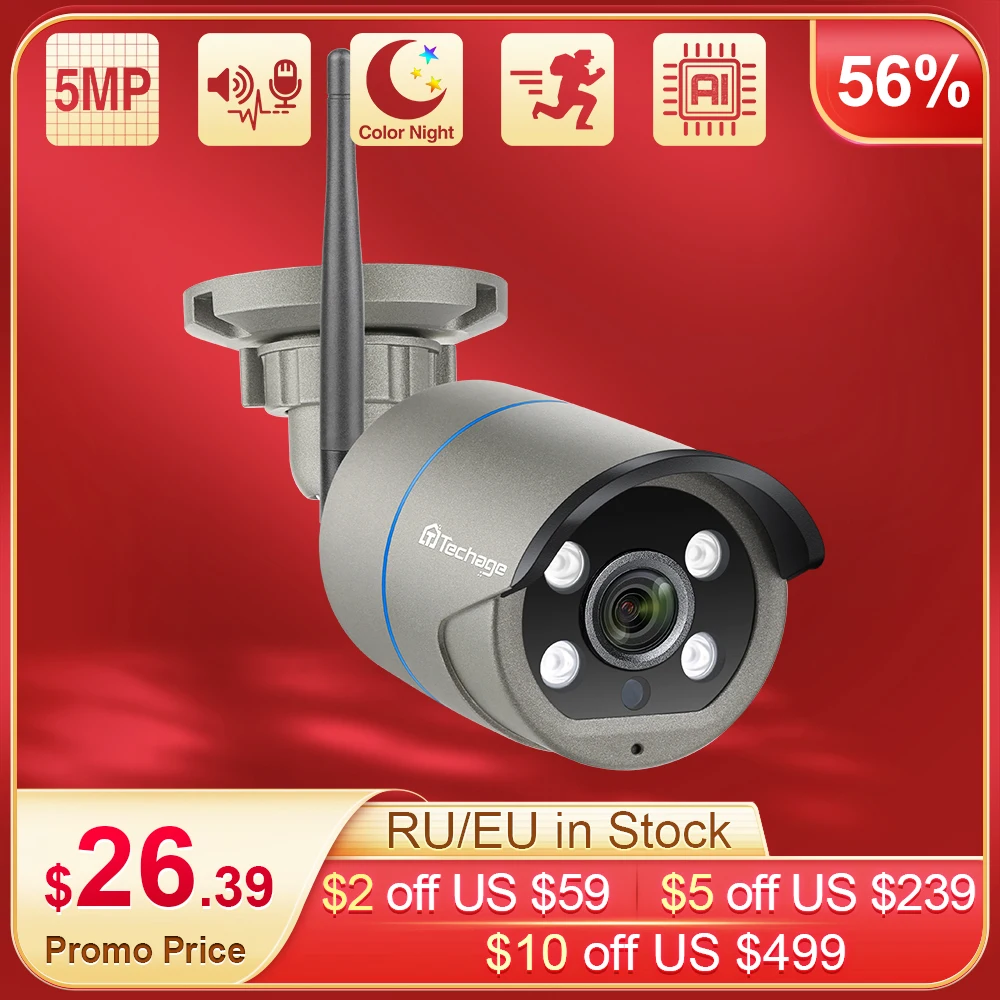 Techage 2MP/5MP Wi Fi Камера на открытом воздухе безопасности Беспроводной двухканальную