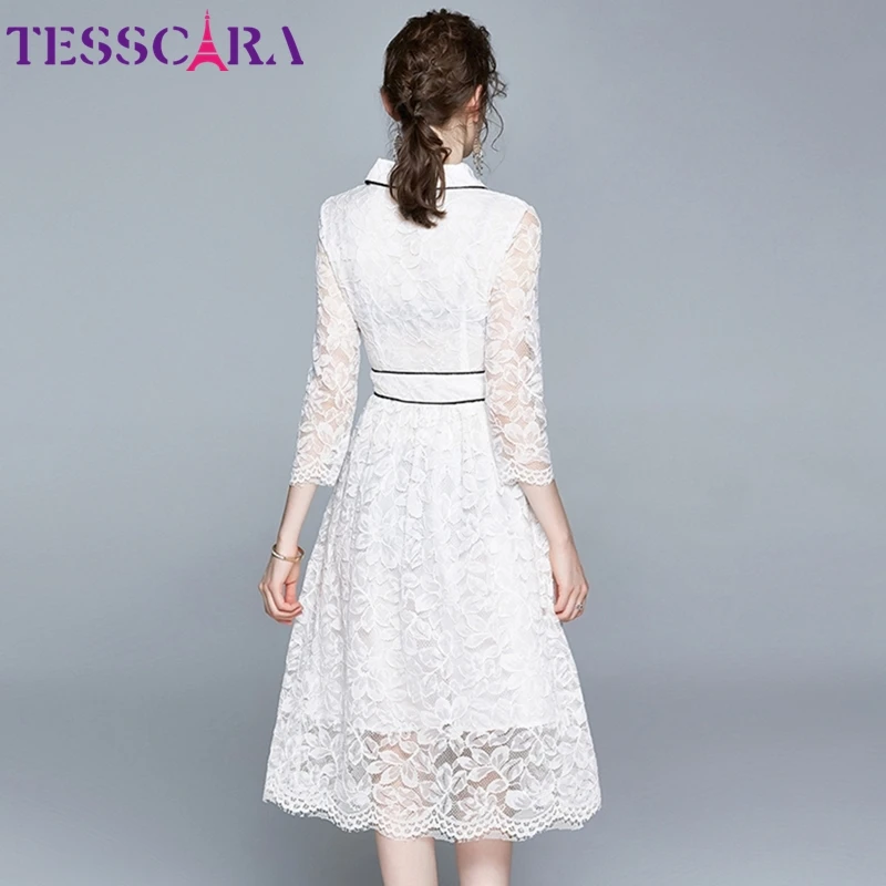 Женский элегантный белый блейзер TESSCARA кружевное платье праздничное офисное
