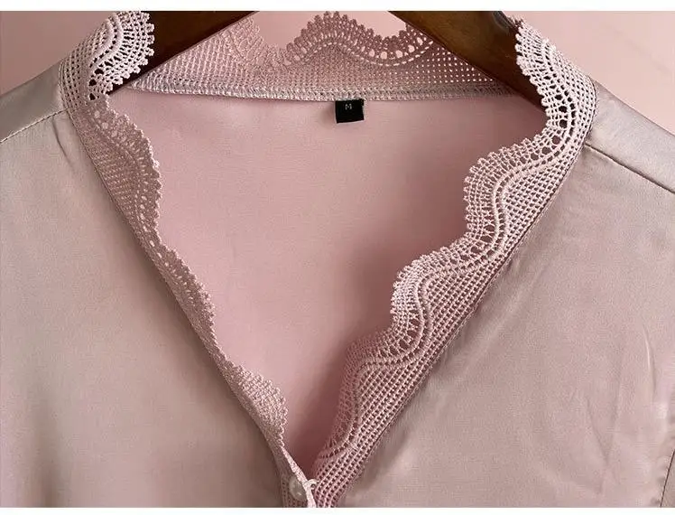 

Women 2PCS Sleep Set Lace Pajamas Suit Sleepwear Casual Spring Autumn New Nightwear Satin Pyjamas Sleep Set Intimate Lingerie