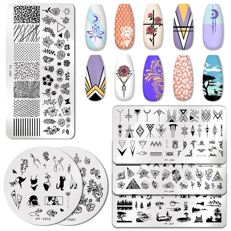 Пластины PICT You для стемпинга ногтей геометрические пластина с изображениями