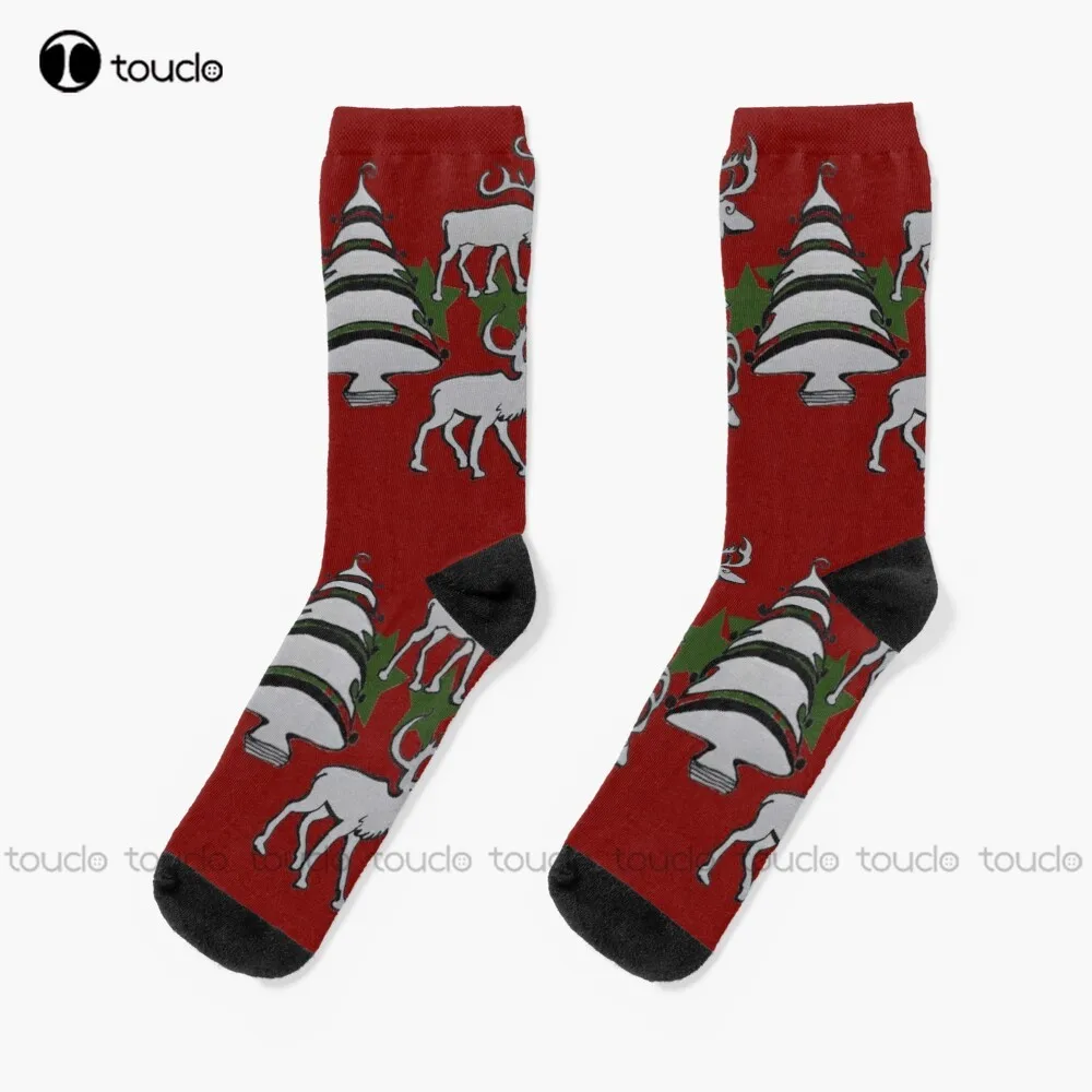 

Christmas Magic Santa Claus Reindeer Winter Socks Cow Socks Unisex Adult Teen Youth Socks Christmas Gift Custom Hd High Quality