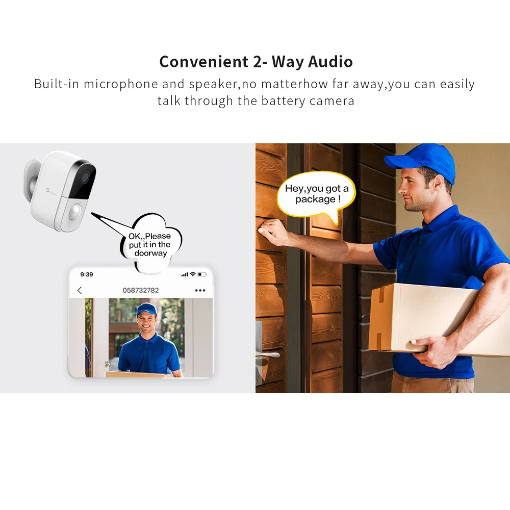 Беспроводная домашняя камера безопасности 1080P с аккумулятором HD для