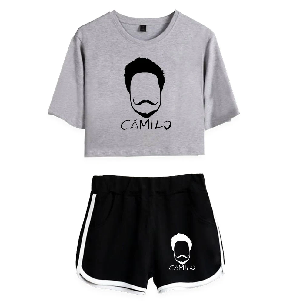 

Camilo Echeverry Tshirt + Shorts Sets Girls Dew navel t shirt Women's Shorts Sets Summer Home Clothes Casual Sportswear