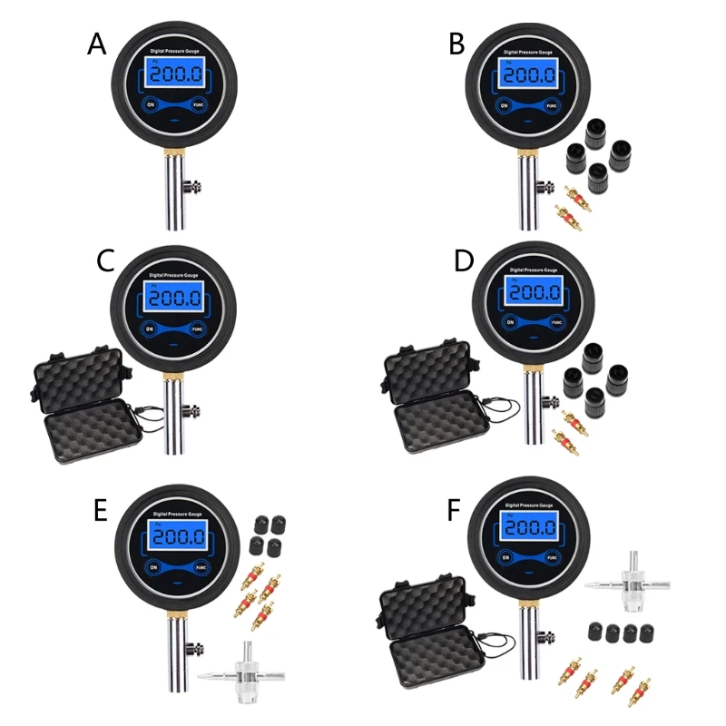 

Car Truck Bike Air Tire Inflator with Digital Pressure Gauge 200PSI LCD Display Pressure Gauge Meter Vehicle Tester System 649A