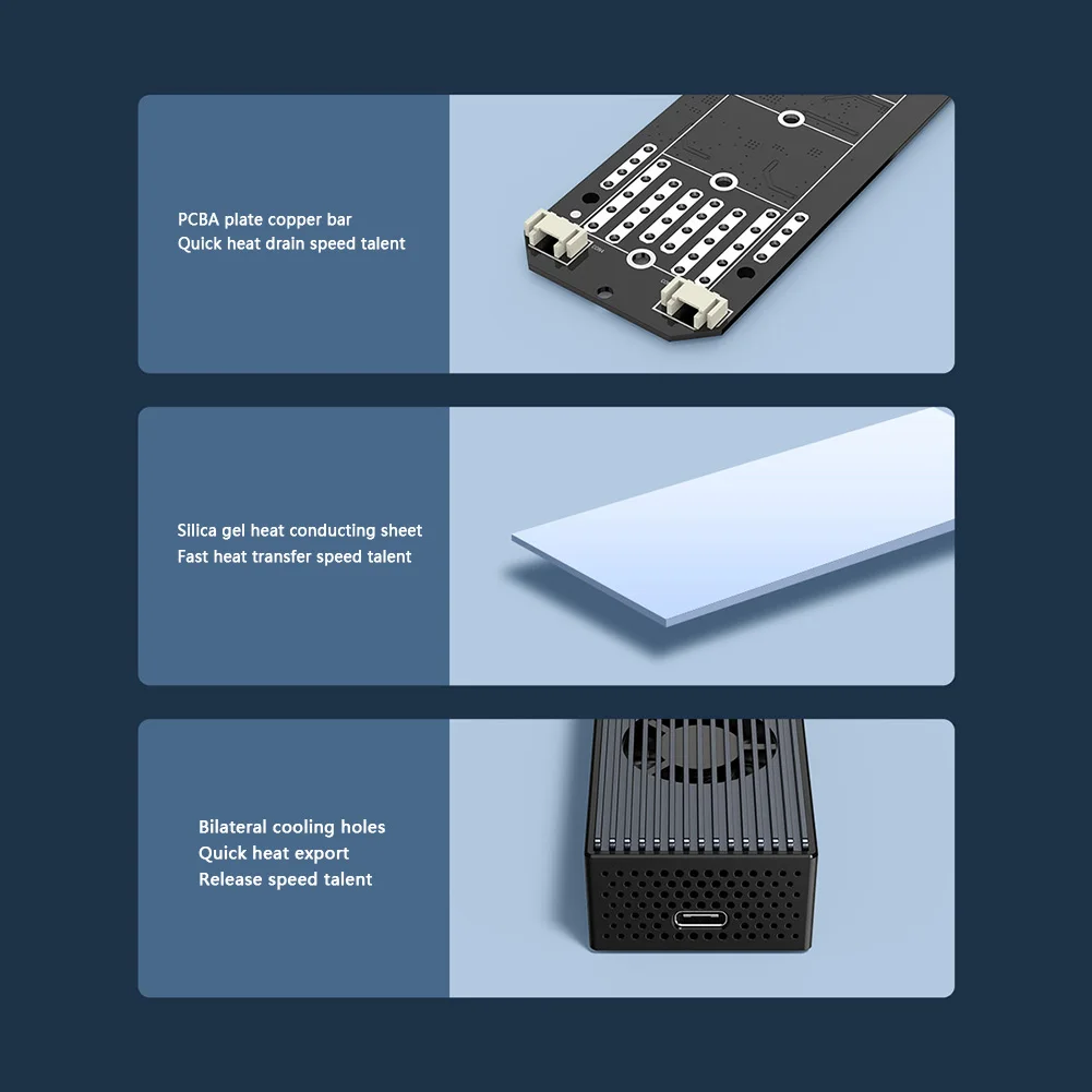 

ORICO M2PVC3-G20 USB 3.2 GEN2*2 M.2 SSD Enclosure 20Gbps NVMe Type-C Hard Drive Adapter Cooling Fan Mobile Case Box Accessories