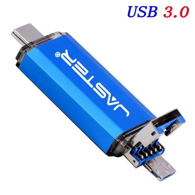 Blue JASTER 3 в 1 OTG(Android& USB& Type_C) флеш-накопитель USB 3,0 Металлический пользовательский флеш-накопитель 64 ГБ 32 ГБ 16 ГБ 8 ГБ 4 ГБ свадебные подарки - Цвет: Blue