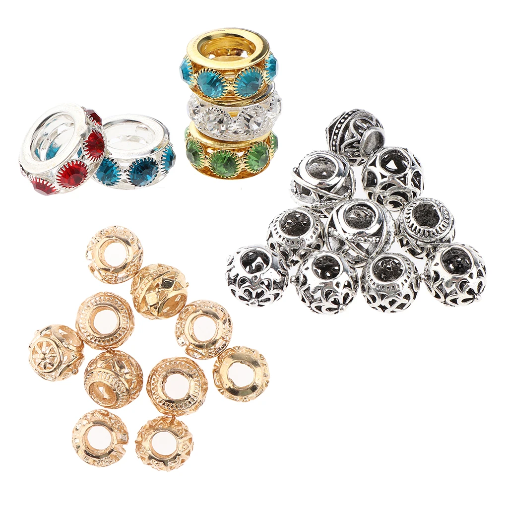

25pcs Metal Dreadlocks Beads Shiny Hair Pendants Ring Decoration Braiding for Women Girls DIY Jewelry Necklace Bracelet Making