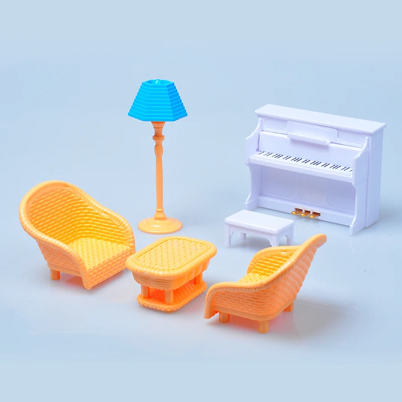 Лес семьи мебель игрушки Кукольный диван пианино стол миниатюрные наборы мебели