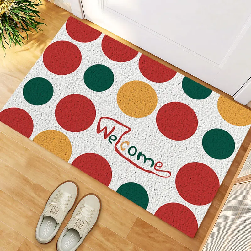 

Christmas Doormat PVC Silk Loop Mat Welcome Home Front Door Decorations Home Holiday Party Rug Entrance Custom Pad Dust Non-slip
