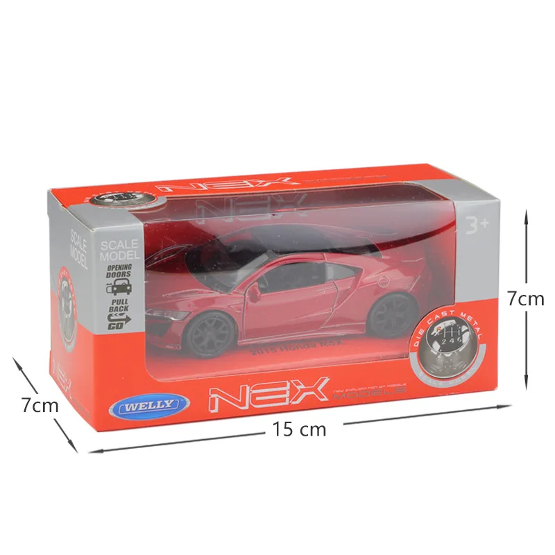 Welly 1:36 оригинальная коробка 2015 NSX красная Тяговая обратная машина литая модель