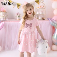 vikita girls polka dot dress kids summer short sleeve vestidos polka dot dress toddlers princess dresses children cotton clothes