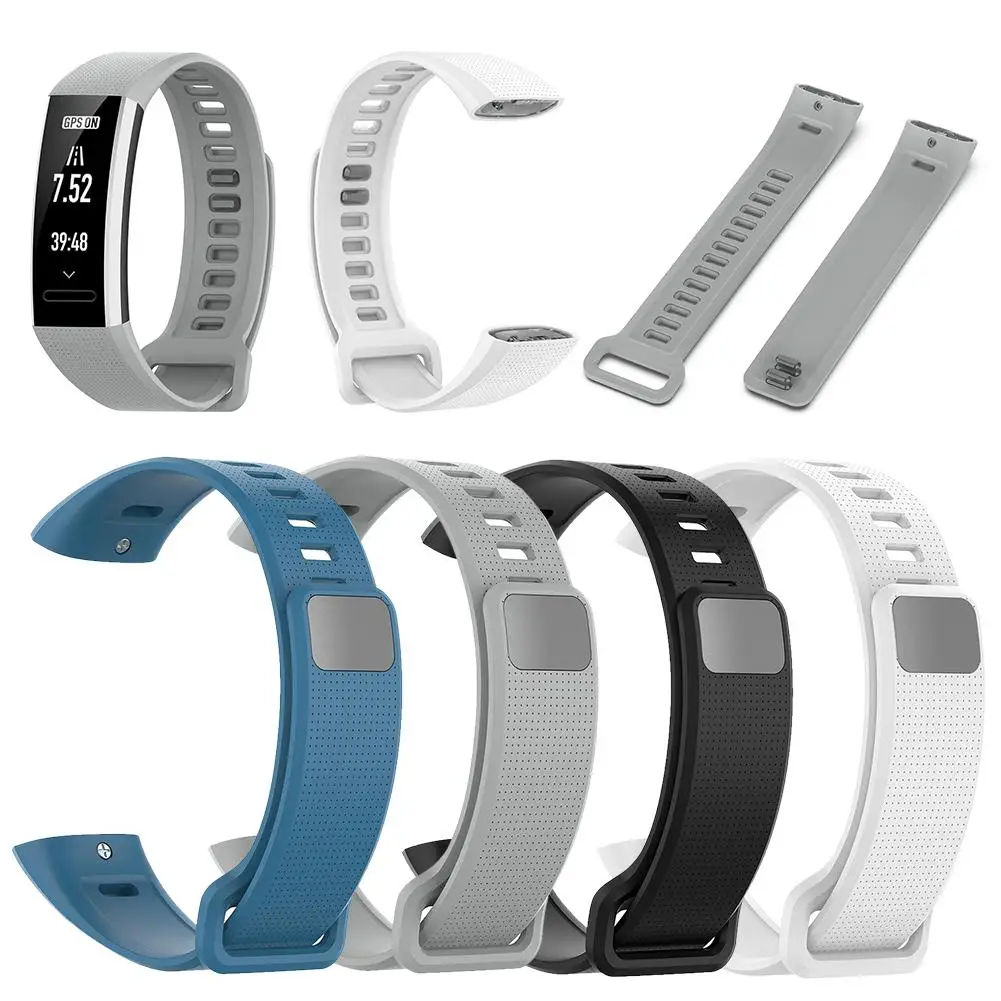 Ремешок силиконовый сменный для Huawei Band 2/2 Pro/B19/B29 белый черный серый синий браслет