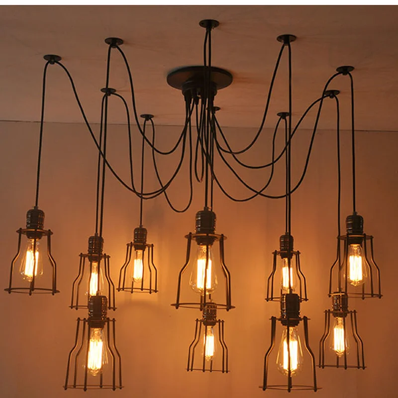 Винтажный подвесной светильник паук лампа лофт E27 промышленное освещение Ретро