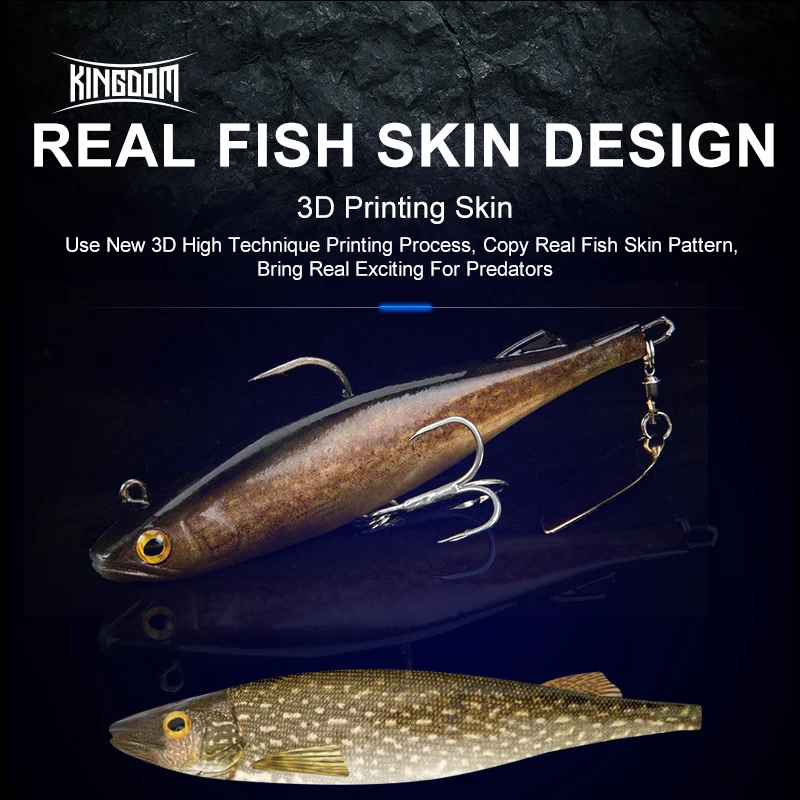Kingdom Spinter Soft Fishing Lure 140/170/210mm Silicone Sinking Swimabait Spoon On Tail 3D Printing Bait For Trout Pike Fishing