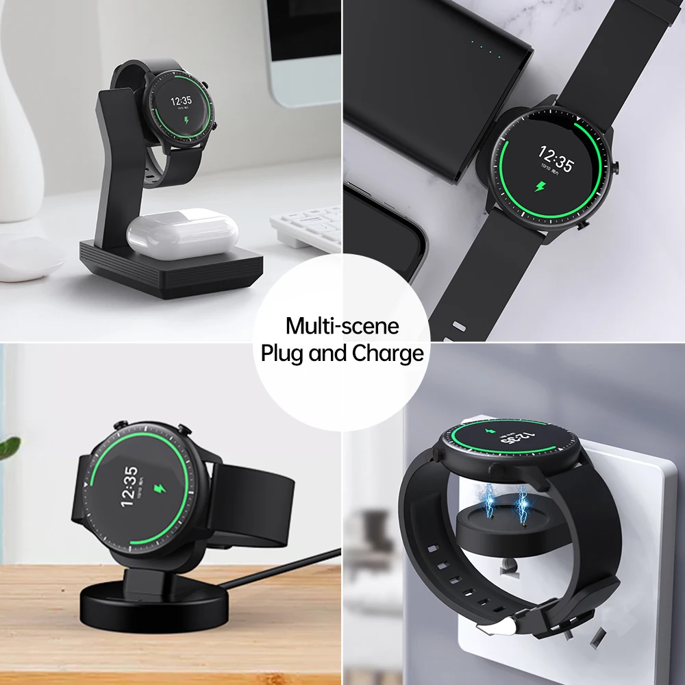 Two Chargers for amazfit t-rex pro gtr2 gts2 bip u Smart Watch Accessories Wireless Fast Charging replace Dock Cradle Station | Наручные