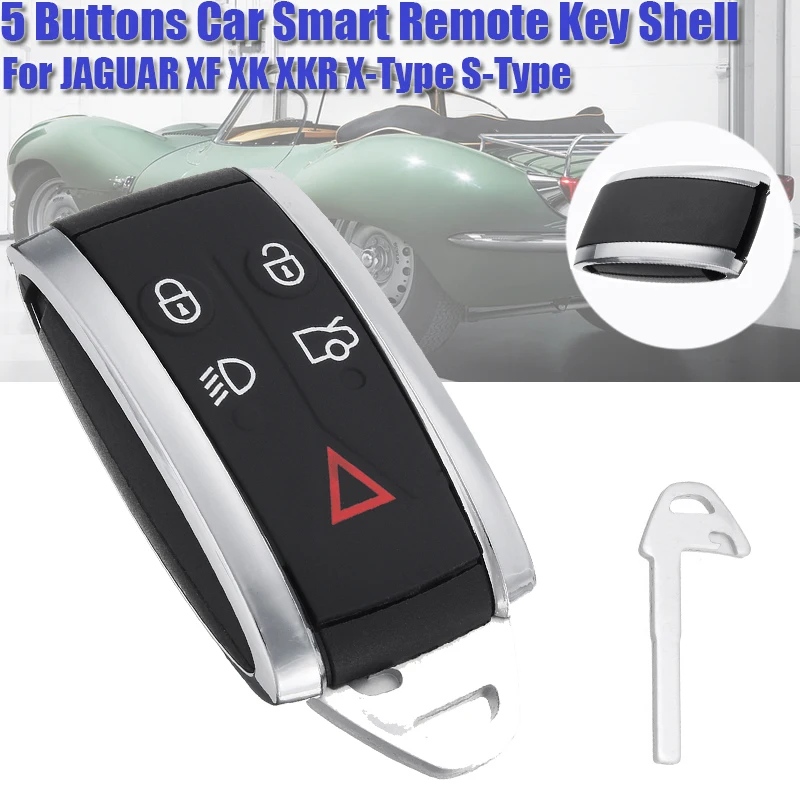 

5 Buttons Car Smart Remote Key Shell Blank Smart FOB Case Shell Blade Uncut Replacement For JAGUAR XF XK XKR X-Type S-Type