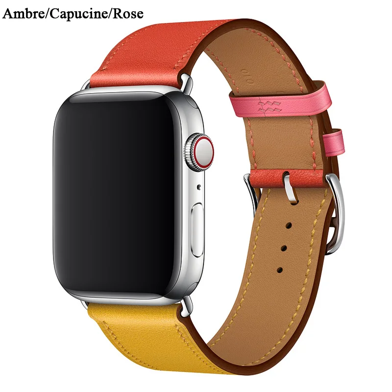 Indigo Craie Orange Кожаный ремешок для apple watch band iwatch band Pulseira apple watch 5 4 3 2 ремешок 44 мм 40 мм 42 мм 38 мм браслет correa - Цвет ремешка: Indigo Craie Orange