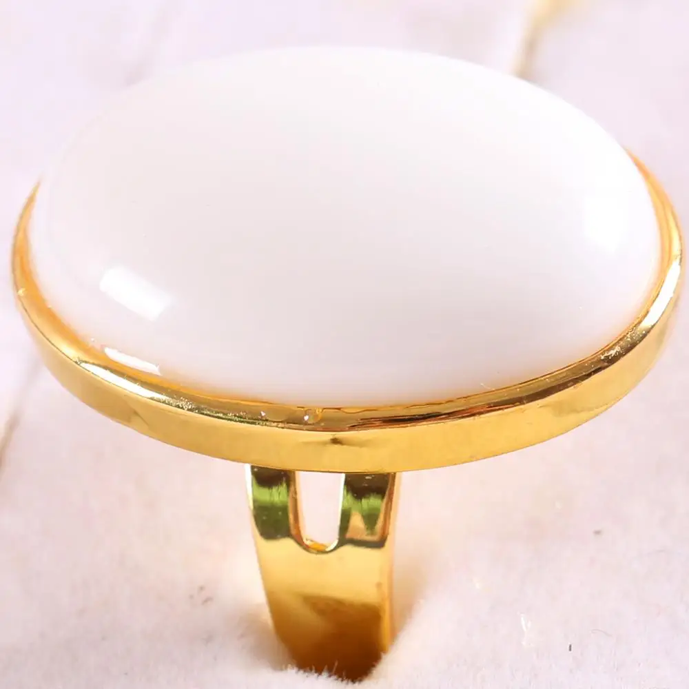 Кольцо на палец для женщин и мужчин, натуральный драгоценный камень, овальное кольцо из бисера, кольцо из белого фарфора, регулируемое ювелирное изделие, подарок, 1 шт., Z332