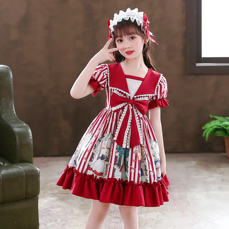 

New Summer Girls Party Dress Lace Korean Kids Princess Dress Tutu Wedding Ball Gown Dress Costume Cartoon Baby Children Clothing