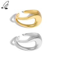 ssteel designer ring for women sterling silver korean irregular minimalist vintage opening ring joyas de plata 925 fine jewelry