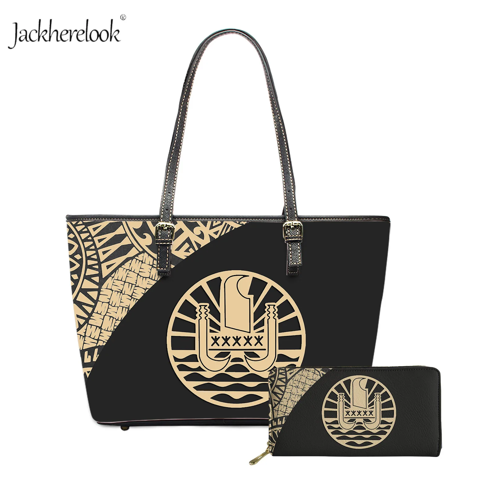 

Jackherelook, женские полинезийские, с французским узором, из искусственной кожи, длинные кошельки на молнии и наплечные сумки, женские модные ули...