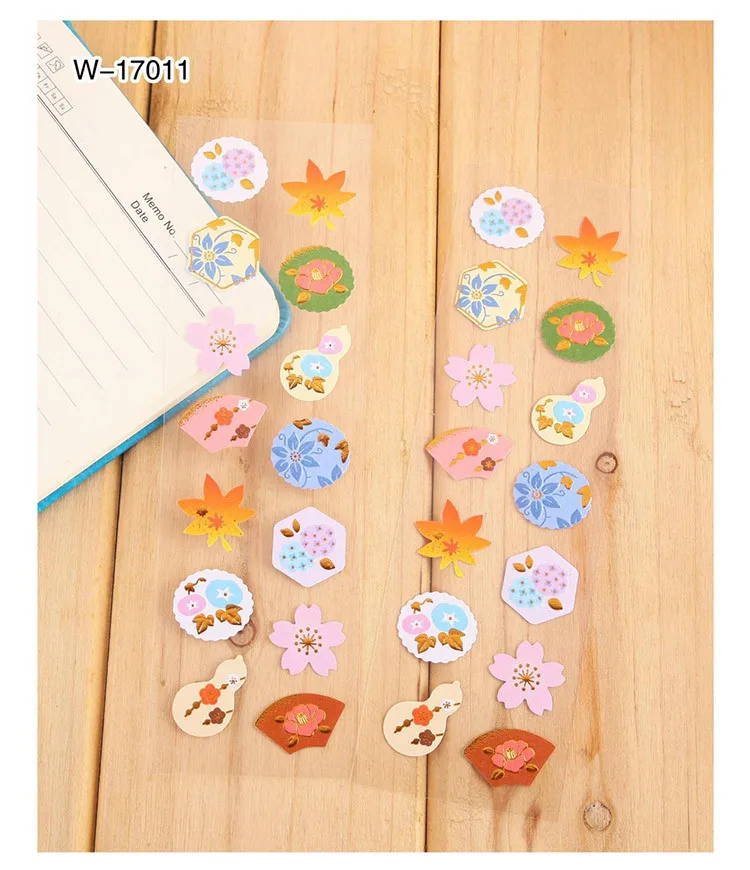 2 set Decorative Vintage Journal Diary Gold Paper Flower Plant Stickers Scrapbooking Flakes Stationery