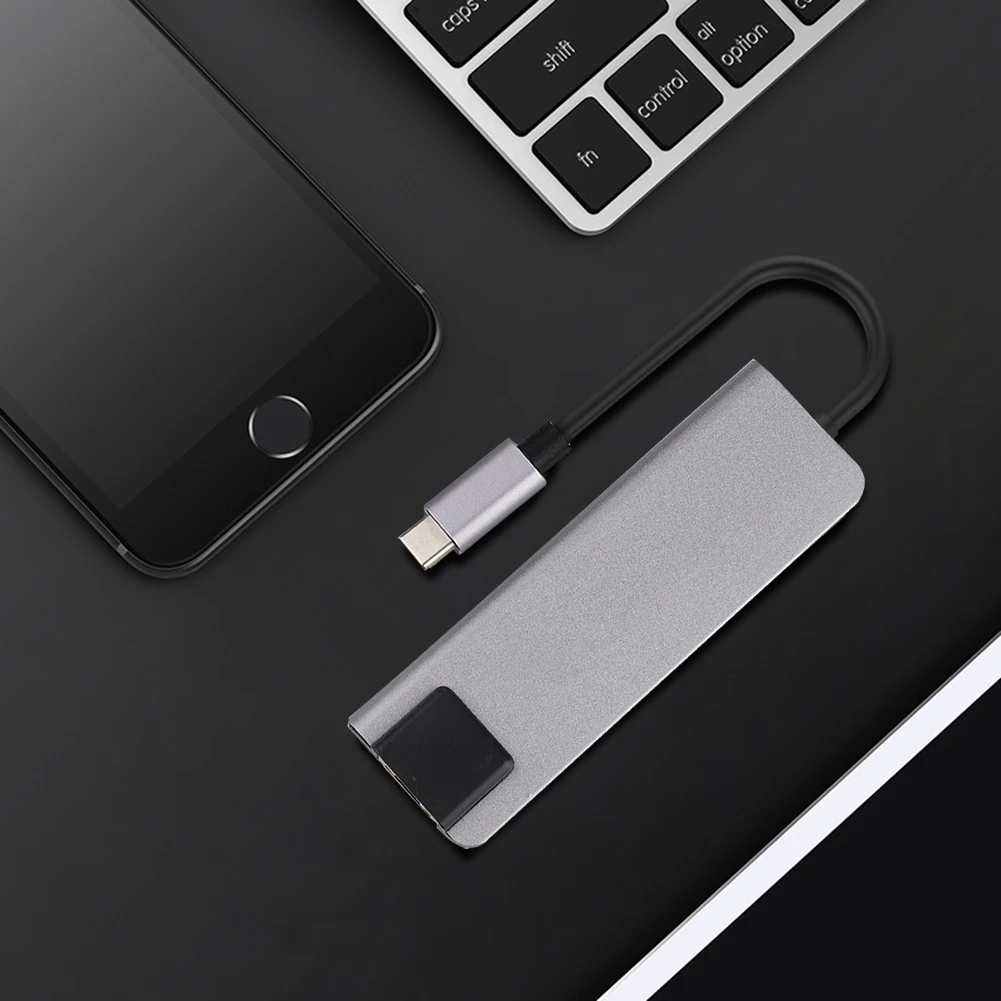 Концентратор Hdmi 4K USB C концентратор в Gigabit Ethernet Rj45 Lan конвертер для Thunderbolt 3 5 1