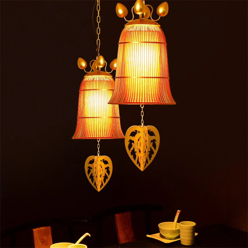 

Southeast Asia Birdcage Golden pendant lights Thai Restaurant Hotel Clubhouse Chinese Bedroom Tea Room pendant lamps fixtures