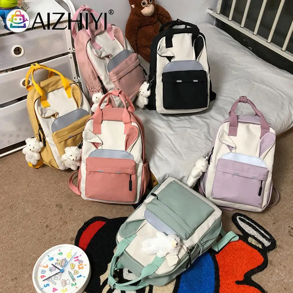 

Ladies Backpack Handbags Fashion Women Preppy Style Hit Color Backpack Student School Travel Large Capacity Handbags Knapsacks