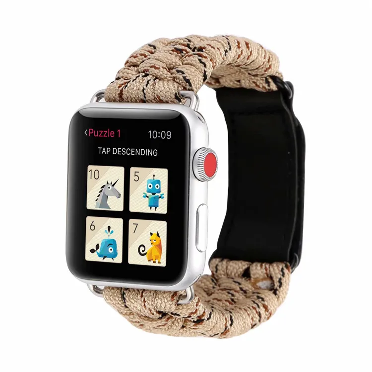 Ремешок нейлоновый для iWatch 3 2 1 браслет из Паракорда выживания Apple Watch Band Series 6 5 4