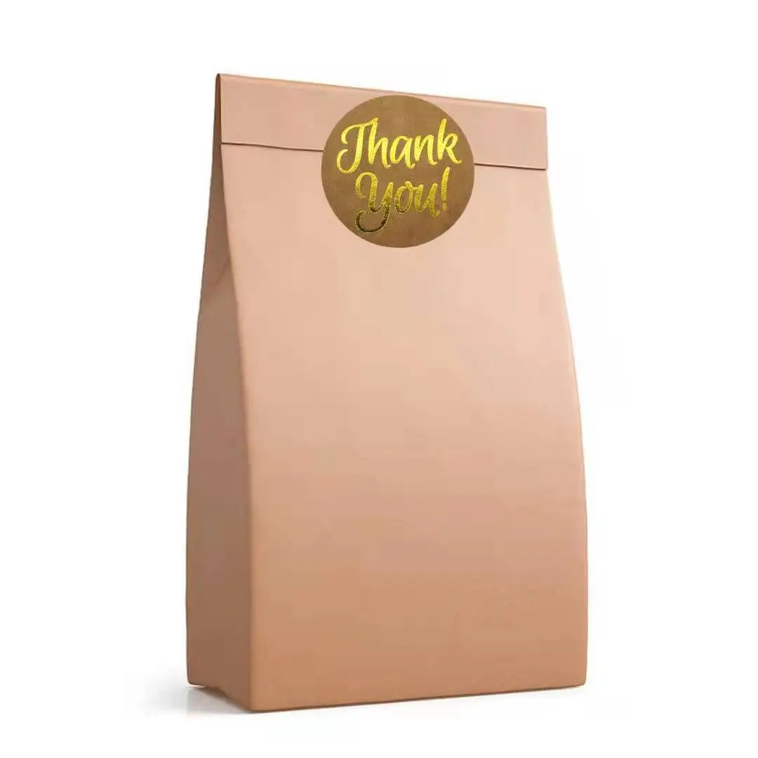 

500 sheets/roll of hot stamping kraft paper thank you sticker label 1.5 inches
