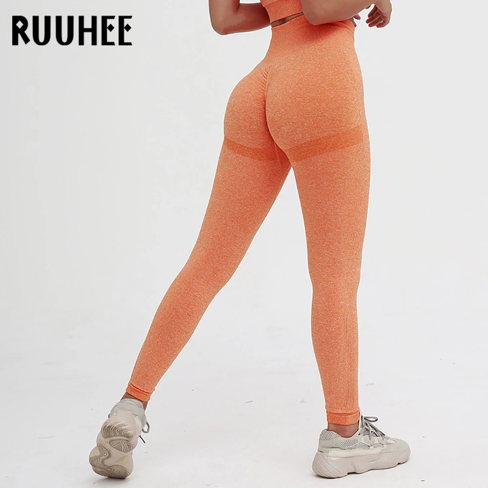 RUUHEE однотонные Женские Бесшовные штаны для занятий йогой и животом