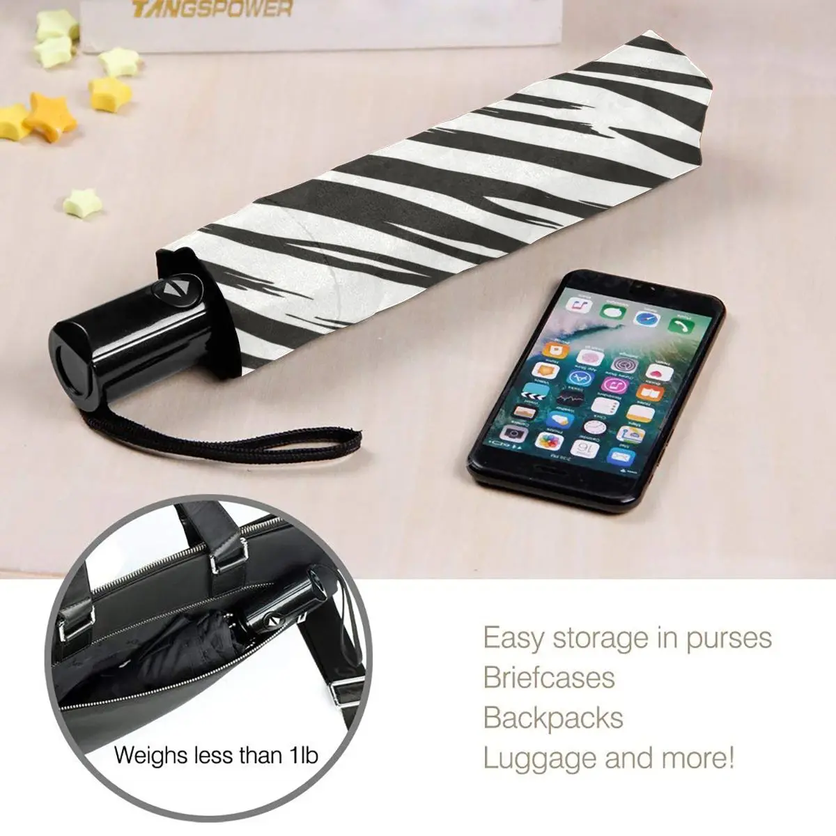 

Sunny Umbrella Funny Zebra Skin Automatic folding portable men women umbrella Sunscreen rain Windproof beach parasol