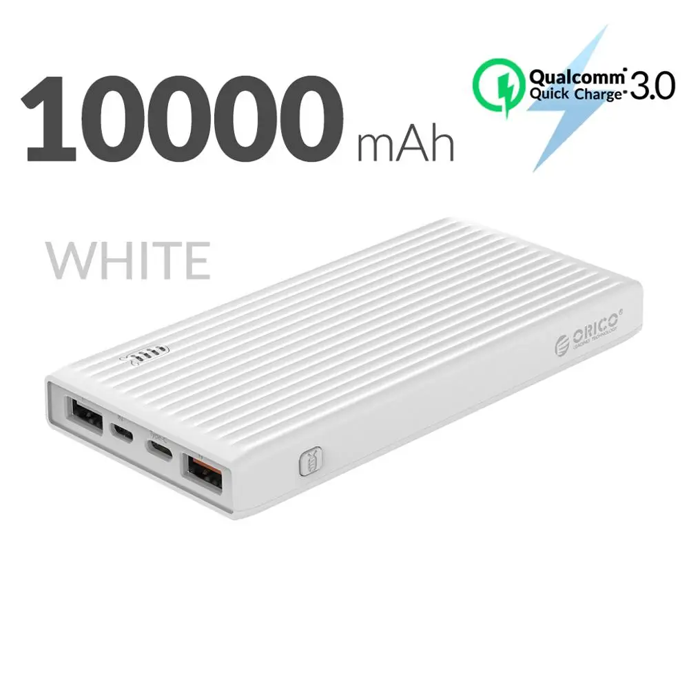 ORICO 10000-20000 мАч портативное Внешнее зарядное устройство, Ультра тонкое USB зарядное устройство для мобильного телефона, быстрое зарядное устройство - Цвет: 10000mAh white