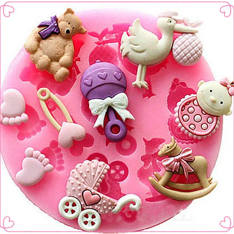 Baby Shower вечерние 3D силиконовой помадной плесень для украшения торта формы сладких
