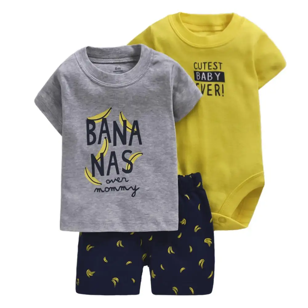 Комплект летней одежды из 3 предметов для мальчиков 100% хлопка с коротким рукавом