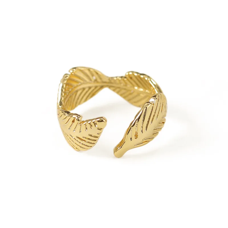 

AOMU 1PC 2021 INS New Simple Geometric Twisted Leaf Shape Metal Rings for Women Fashion Gold Color Open Rings Jewlery Gifts
