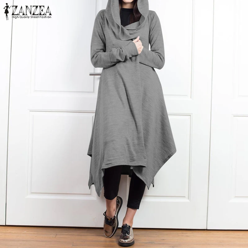 Fashion ZANZEA Women Hoodies Long Sleeve Cardigan Jackets Autumn Solid Irregular Hem Coat Casual Loose Outwear Feminina Top | Женская