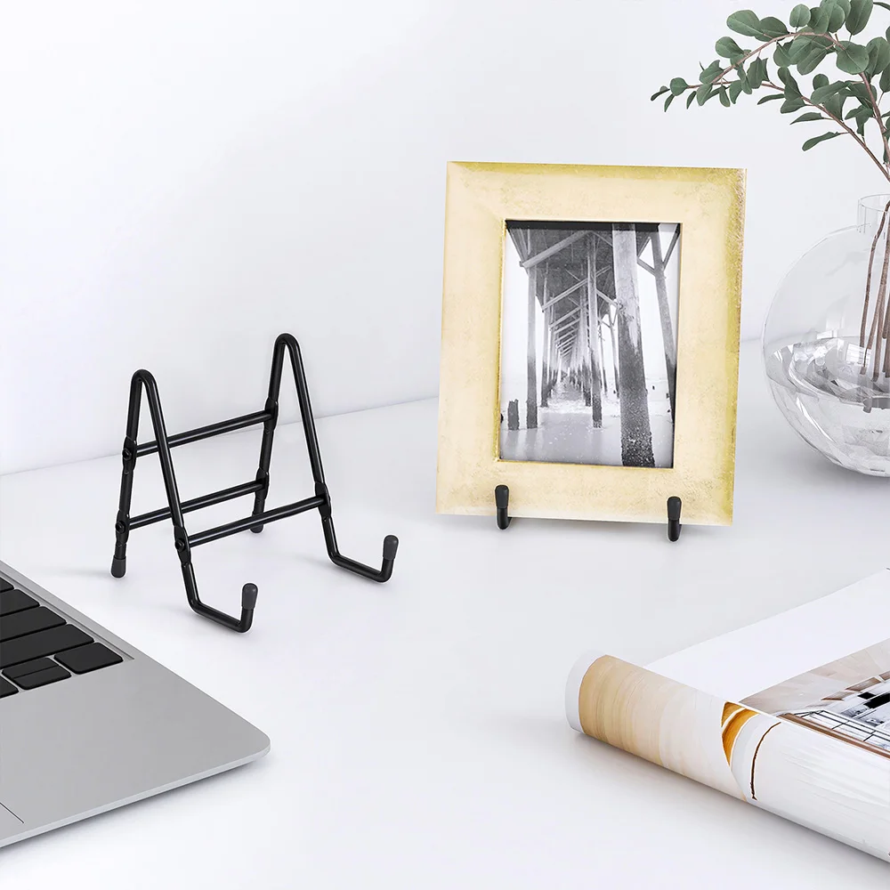 

2pcs Easel Decor Stand Set Desktop Placement Stand Metal Storage Rack Picture Book Certificate Display Holder Decoration