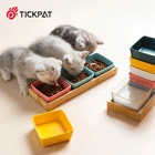 Квадратная керамическая семейная кормушка для домашних животных, комбинированная тарелка с деревянной подставкой для кормления кошек и щенков, миски для хранения, товары для собак