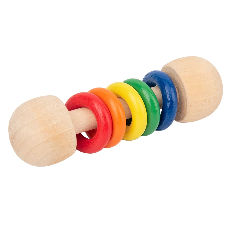 Wholesale Lots Bulk Wooden Rattles Toddler Newborn Game Musical Instrument Bell Log Toys for Baby Noise Maker Daycare Kids Gifts